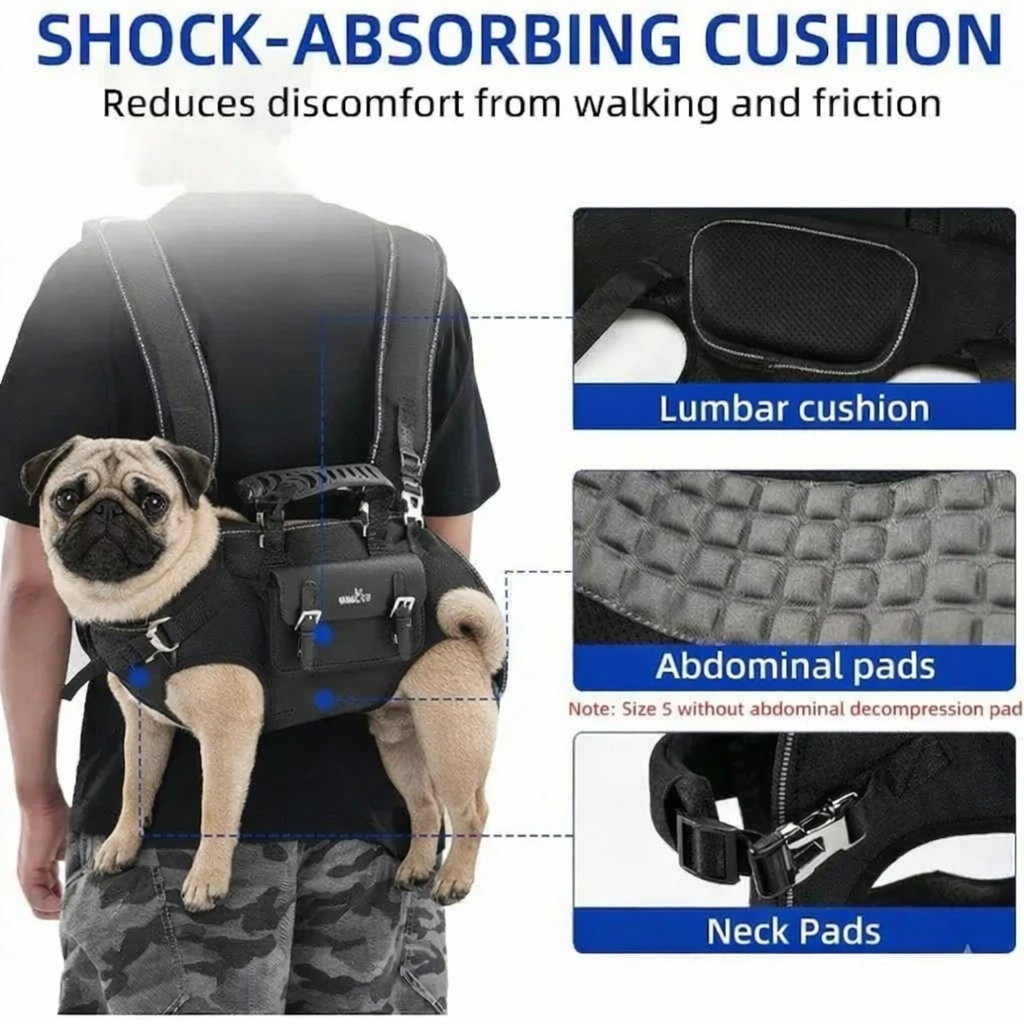 LiftEase Pug Backpack Carrier - Adjustable Support Harness Dog Carrier