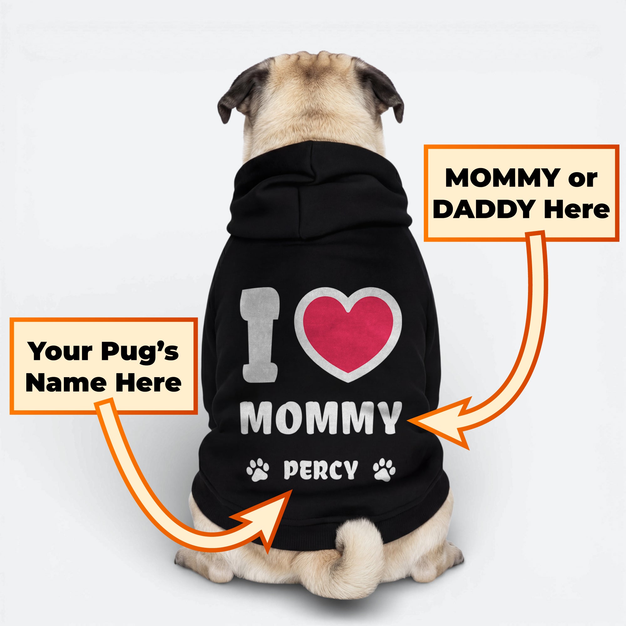 Rowan - Personalized Pug Cotton Hoodie
