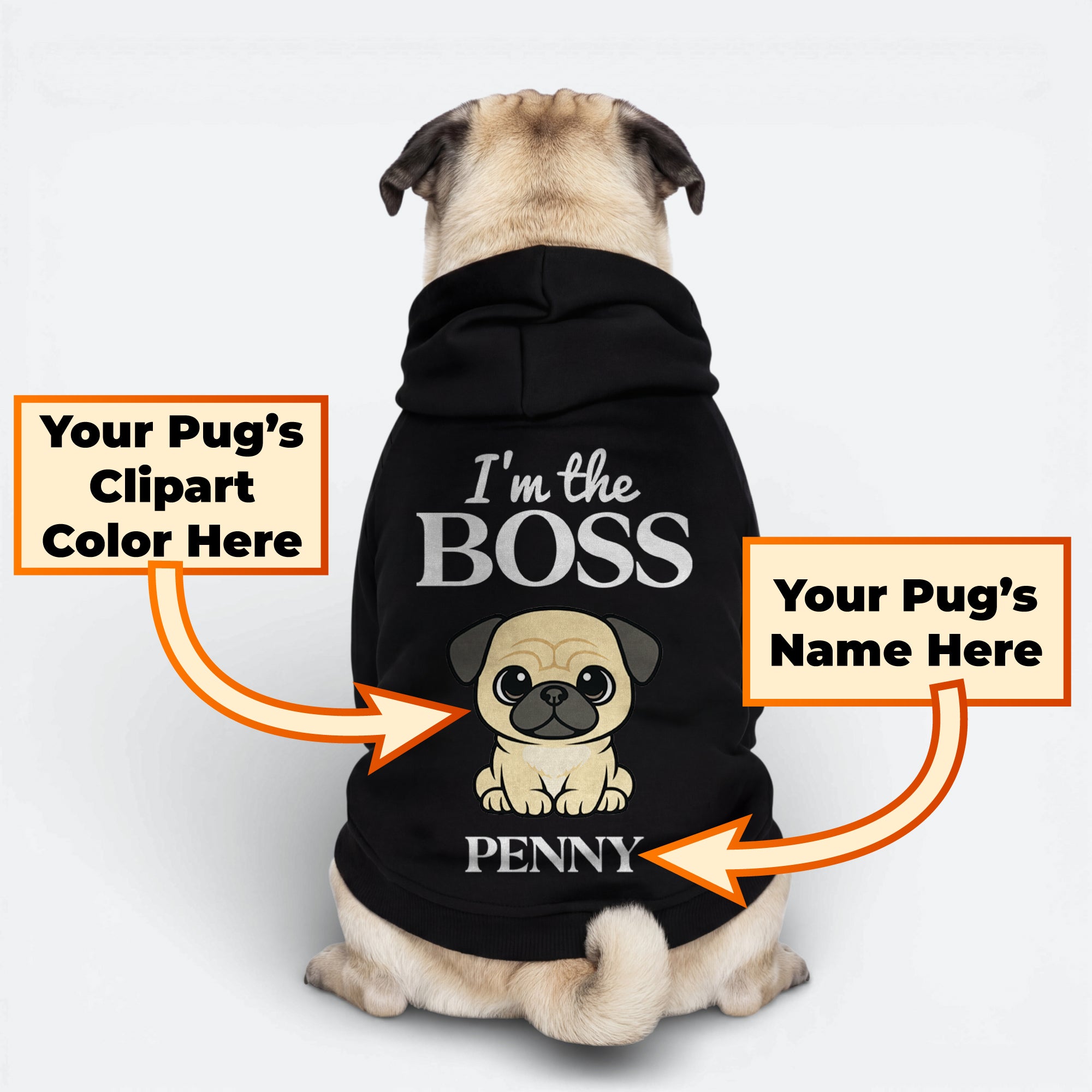 Tilly - Personalized Pug Cotton Hoodie