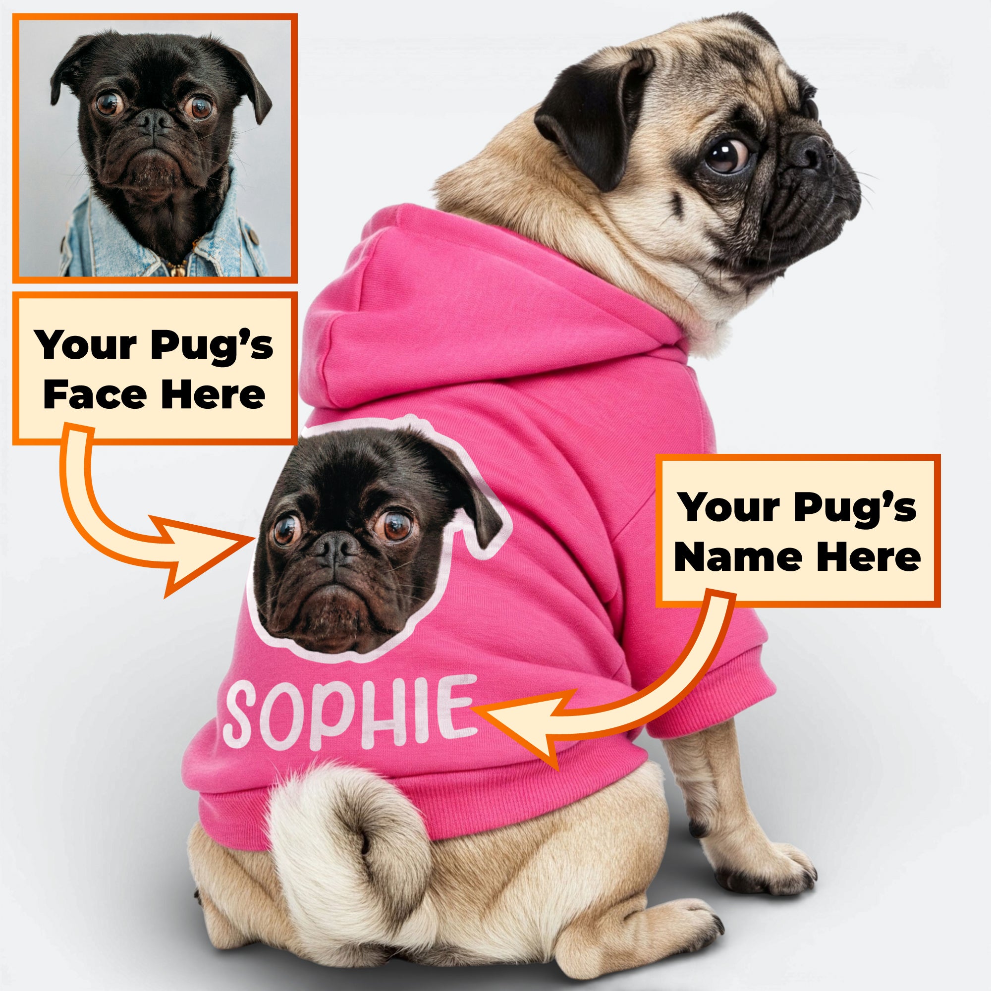 Cleo - Personalized Pug Cotton Hoodie