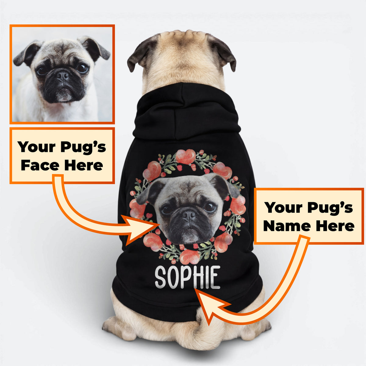 Sawyer - Personalized Pug Cotton Hoodie