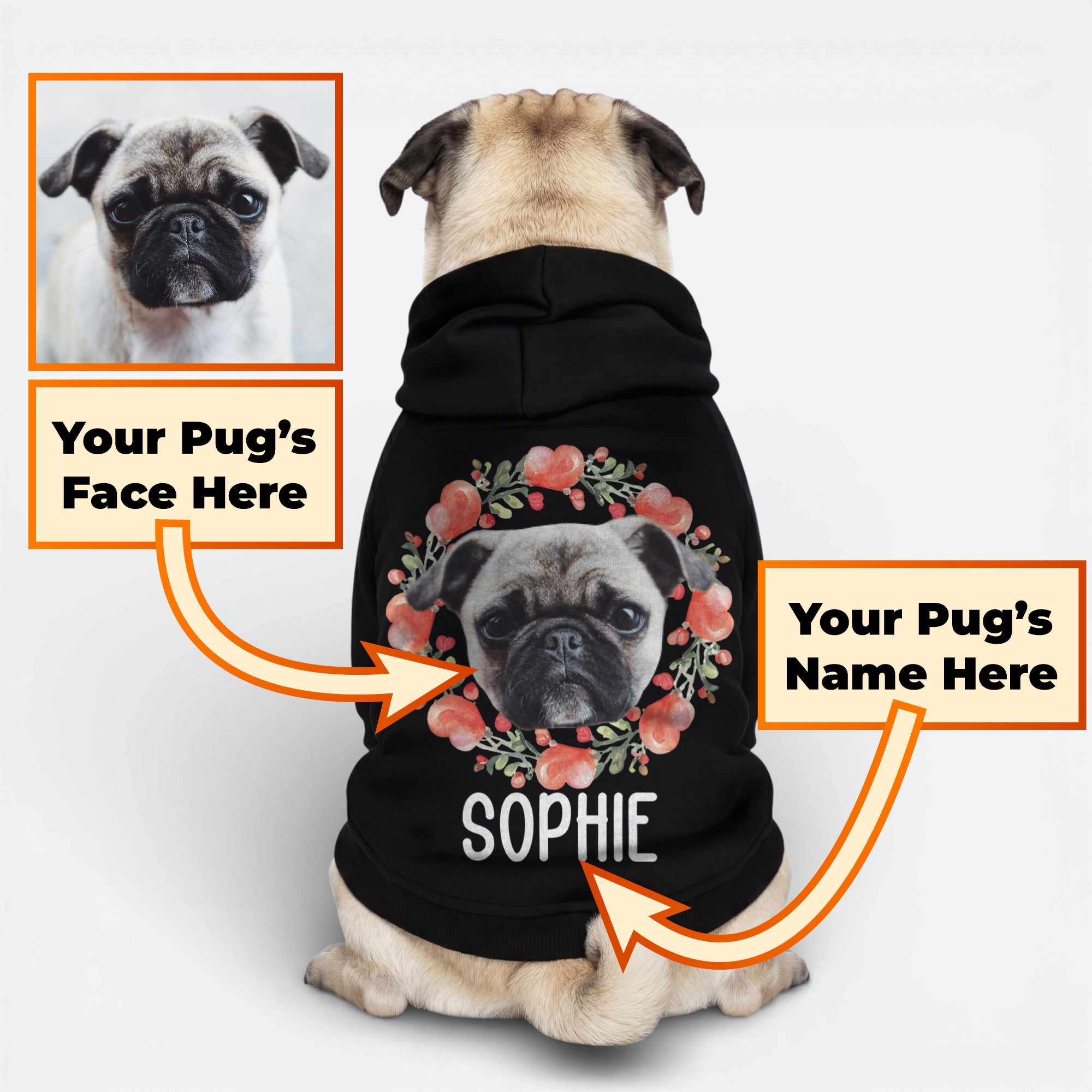 Sawyer - Personalized Pug Cotton Hoodie
