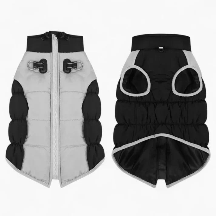 Furvex Pug Reflective Winter Jacket – Waterproof Fleece Dog Coat with Leash Ring