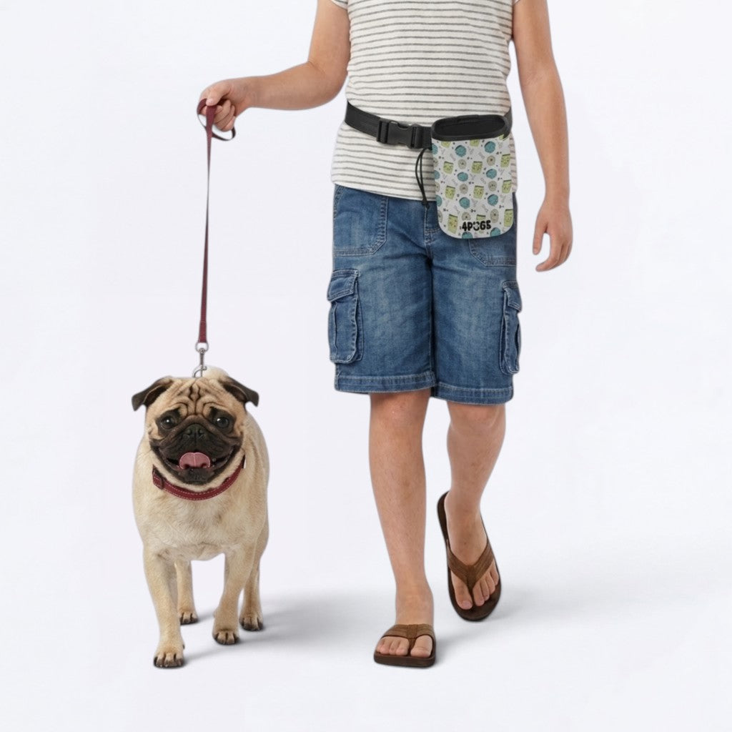 Blue - Pug Treat Training Pouch | Portable Bait Bag with Waist Clip
