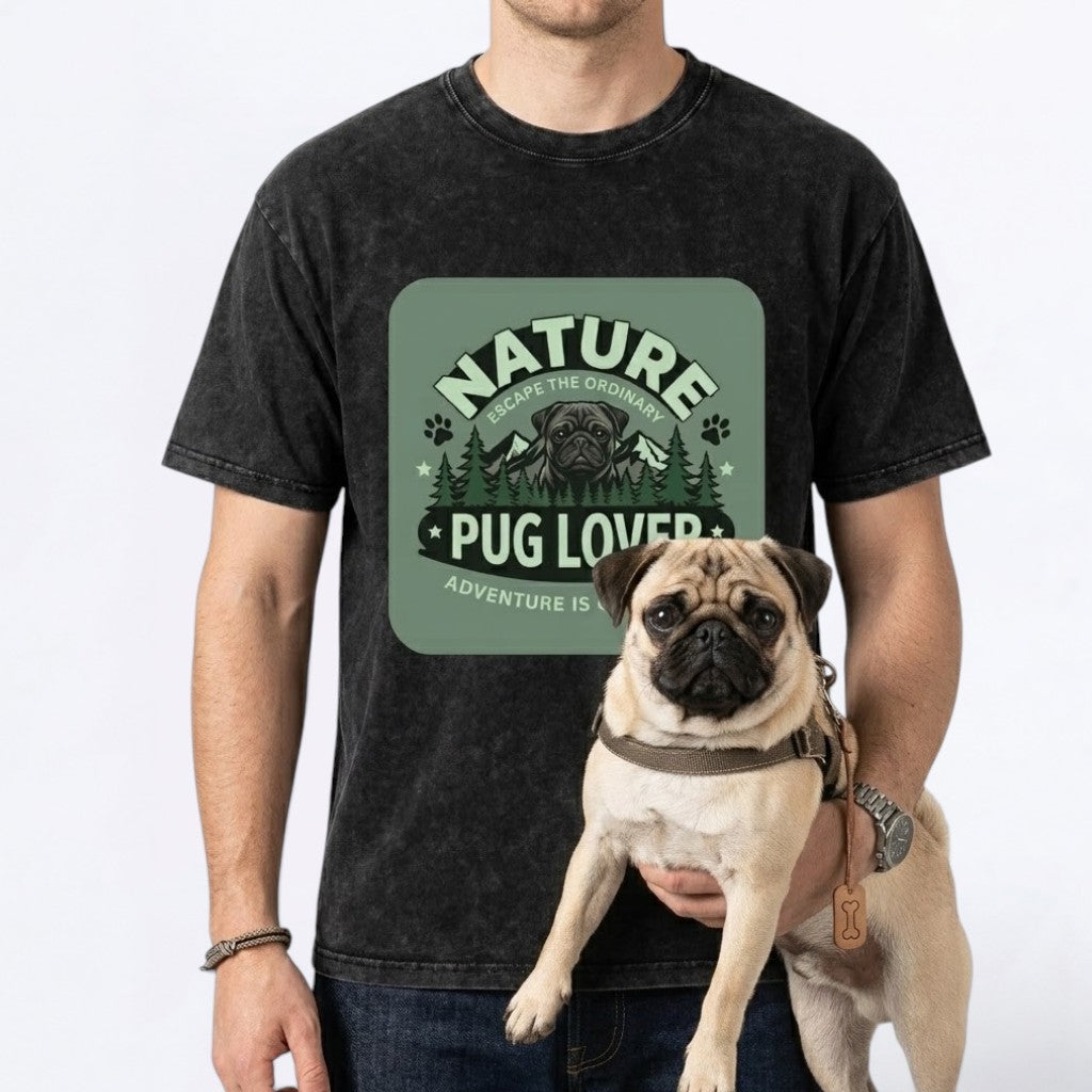 Woey - Snow Washed Pug T-Shirt – Oversized Heavyweight Cotton