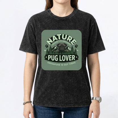 Woey - Snow Washed Pug T-Shirt – Oversized Heavyweight Cotton
