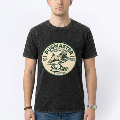 Sunny  - Snow Washed Pug T-Shirt – Oversized Heavyweight Cotton
