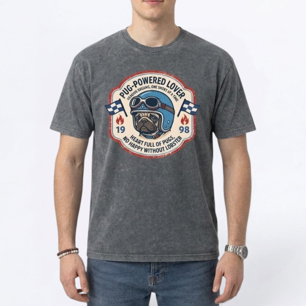 Rocky - Snow Washed Pug T-Shirt – Oversized Heavyweight Cotton