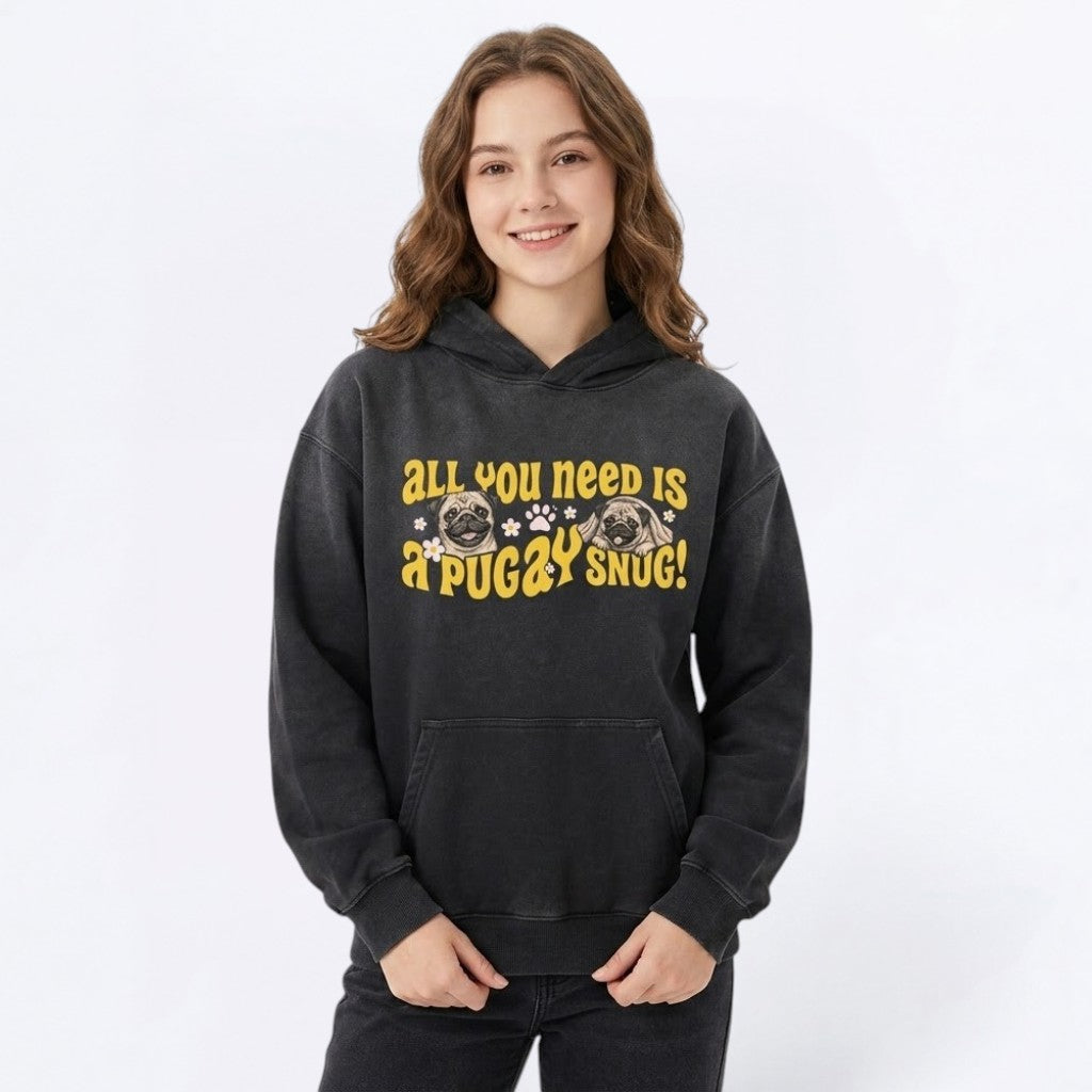 Zara - Heavyweight Sunfade Pug Lover Hoodie – Oversized Streetwear Fit