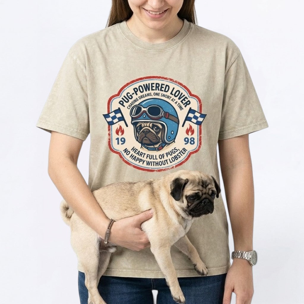 Rocky - Snow Washed Pug T-Shirt – Oversized Heavyweight Cotton