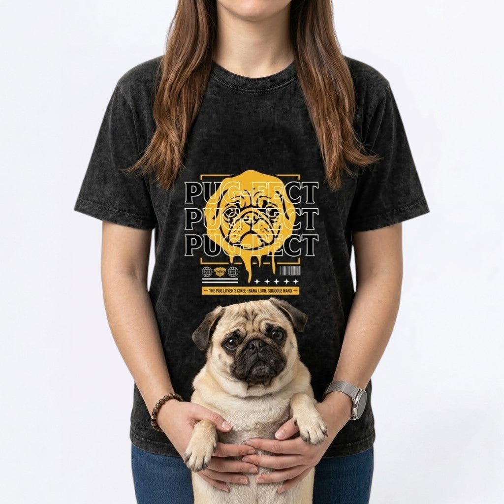 Cleo - Snow Washed Pug T-Shirt – Oversized Heavyweight Cotton