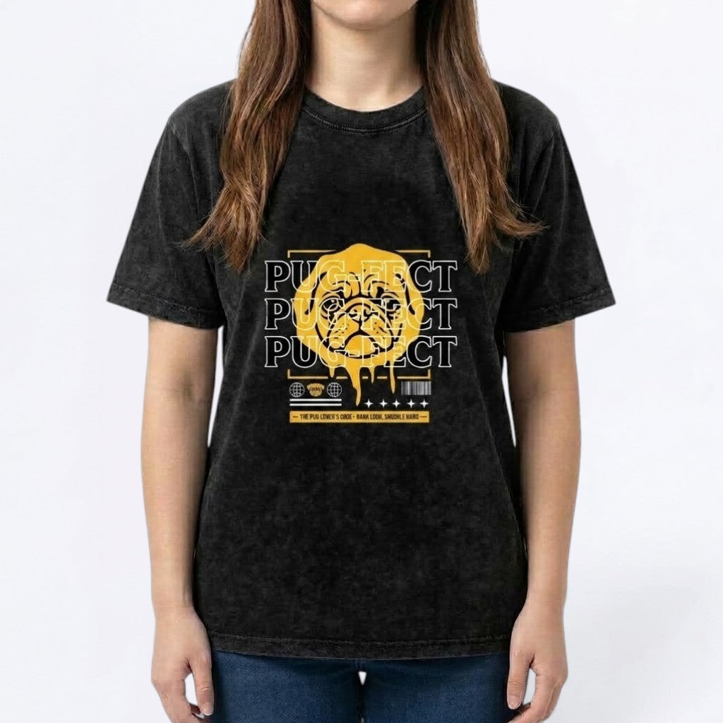 Cleo - Snow Washed Pug T-Shirt – Oversized Heavyweight Cotton