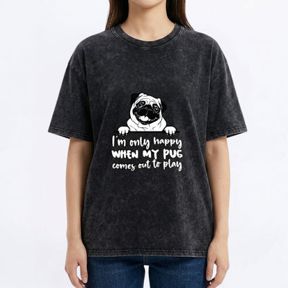 Luna - Snow Washed Pug T-Shirt – Oversized Heavyweight Cotton