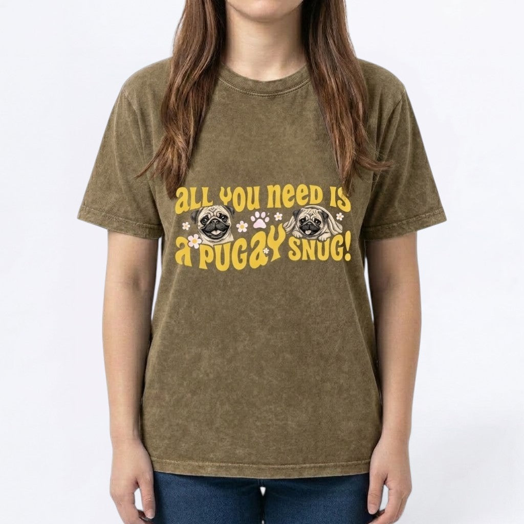 Misty  - Snow Washed Pug T-Shirt – Oversized Heavyweight Cotton
