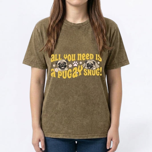 Misty  - Snow Washed Pug T-Shirt – Oversized Heavyweight Cotton