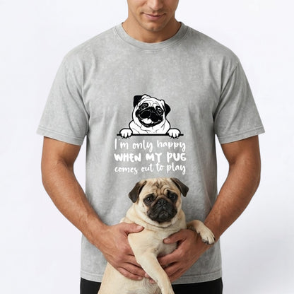 Luna - Snow Washed Pug T-Shirt – Oversized Heavyweight Cotton