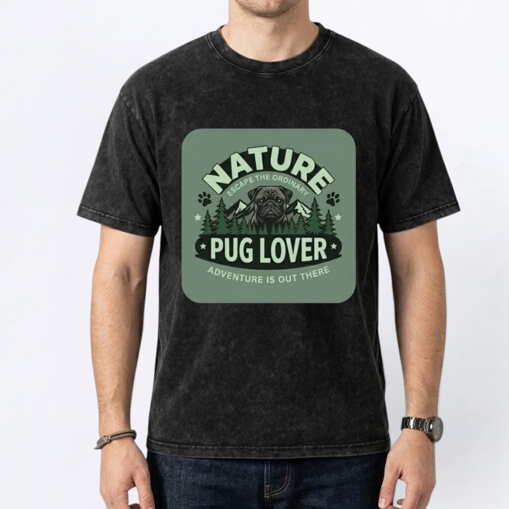 Woey - Snow Washed Pug T-Shirt – Oversized Heavyweight Cotton