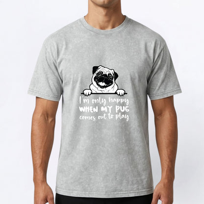 Luna - Snow Washed Pug T-Shirt – Oversized Heavyweight Cotton