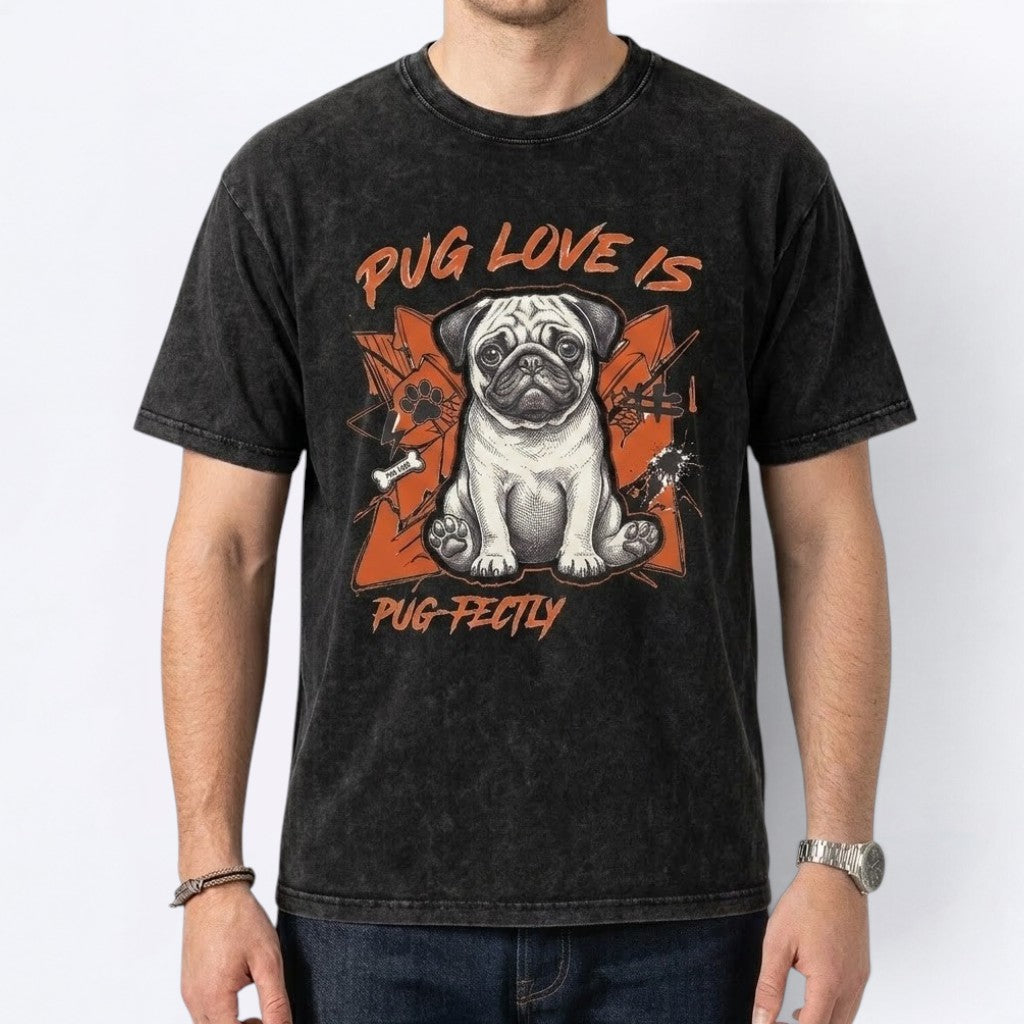 Apollo - Snow Washed Pug T-Shirt – Oversized Heavyweight Cotton