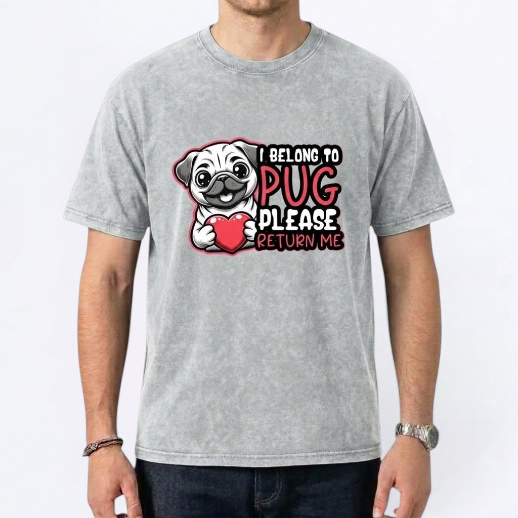 Skye  - Snow Washed Pug T-Shirt – Oversized Heavyweight Cotton