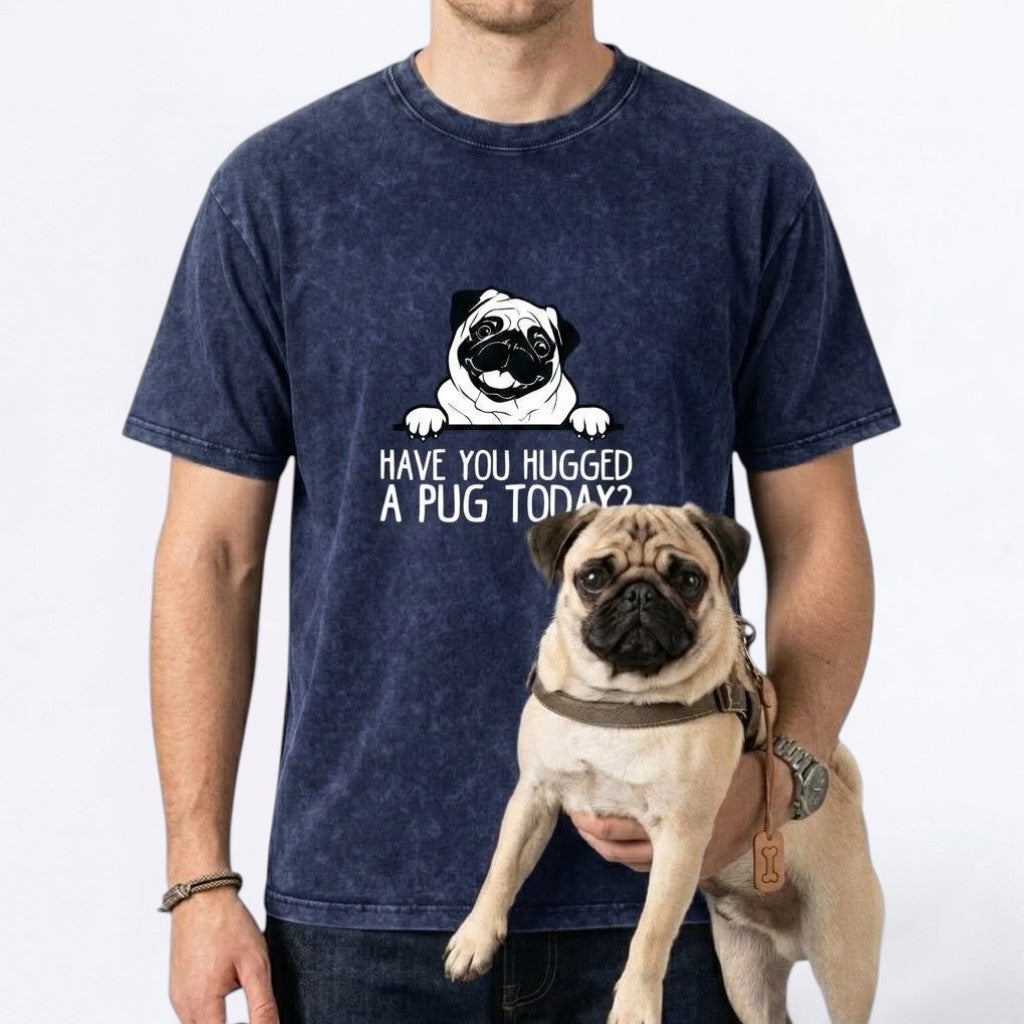 Blossom  - Snow Washed Pug T-Shirt – Oversized Heavyweight Cotton
