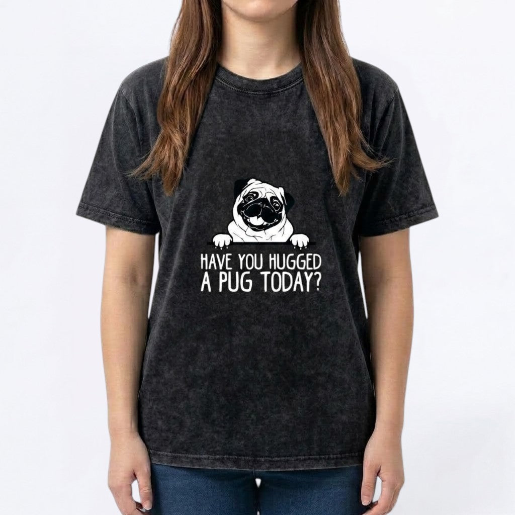 Blossom  - Snow Washed Pug T-Shirt – Oversized Heavyweight Cotton