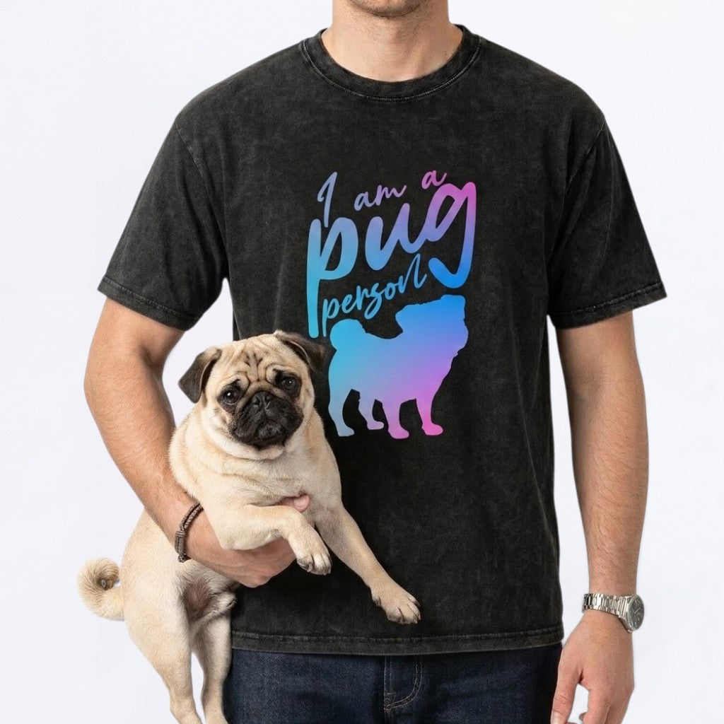 Hols - Snow Washed Pug T-Shirt – Oversized Heavyweight Cotton