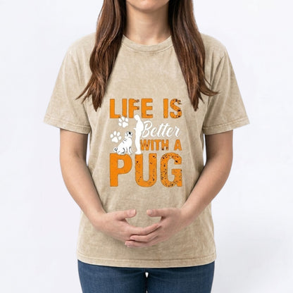 Odin - Snow Washed Pug T-Shirt – Oversized Heavyweight Cotton