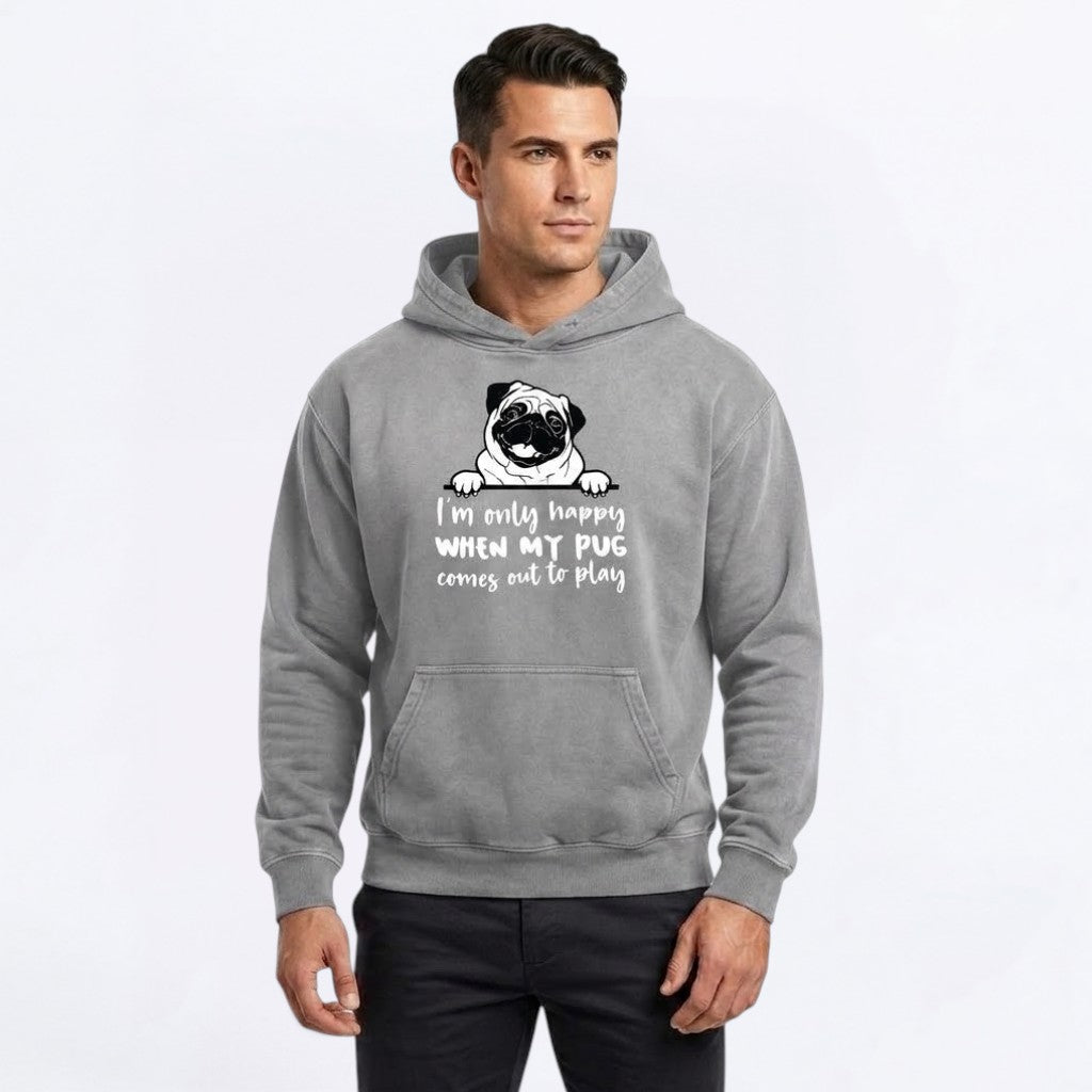 Roxy - Heavyweight Sunfade Pug Lover Hoodie – Oversized Streetwear Fit
