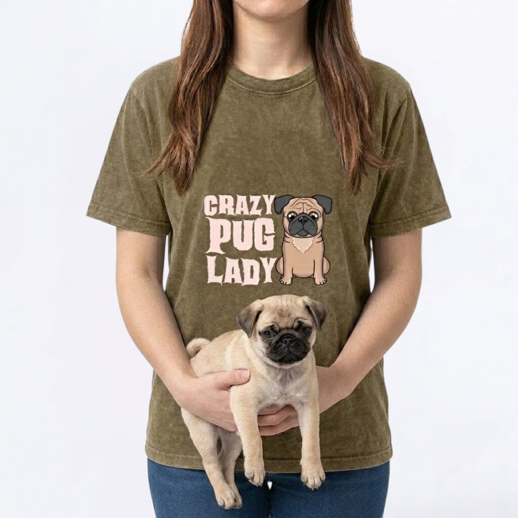 Blue  - Snow Washed Pug T-Shirt – Oversized Heavyweight Cotton