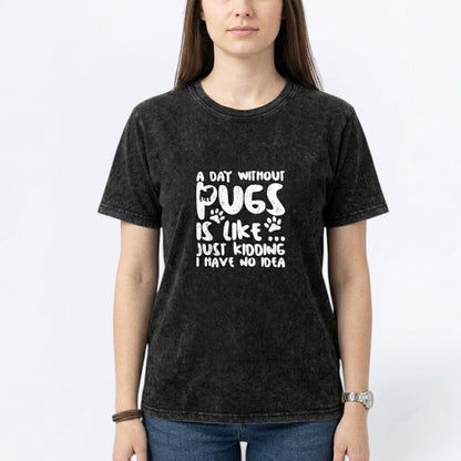 Cleo  - Snow Washed Pug T-Shirt – Oversized Heavyweight Cotton
