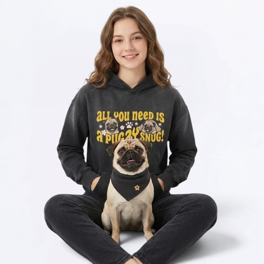 Zara - Heavyweight Sunfade Pug Lover Hoodie – Oversized Streetwear Fit