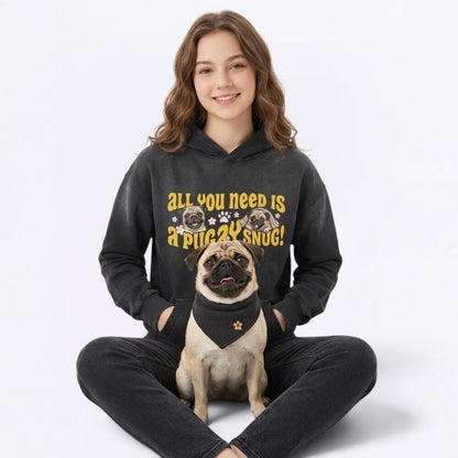 Zara - Heavyweight Sunfade Pug Lover Hoodie – Oversized Streetwear Fit