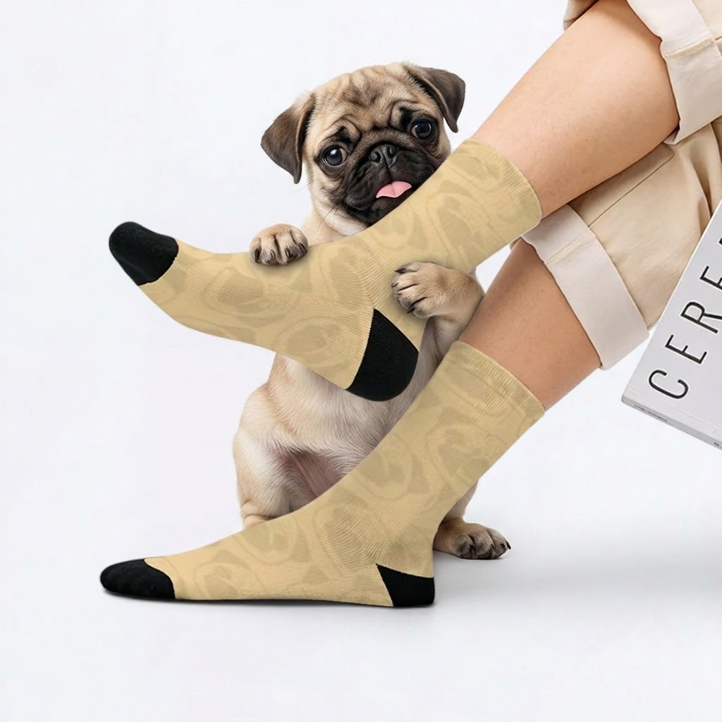 Lola - Funny Pug Socks | Unisex Crew Socks
