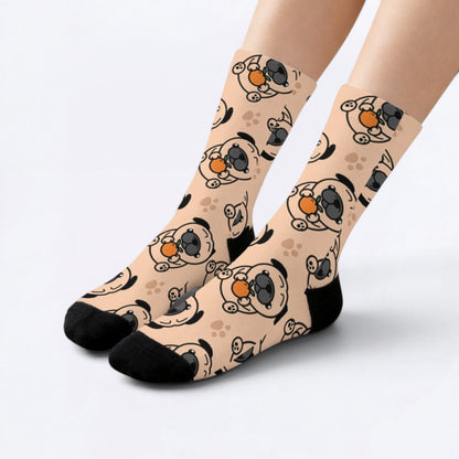 Millie - Funny Pug Socks | Unisex Crew Socks