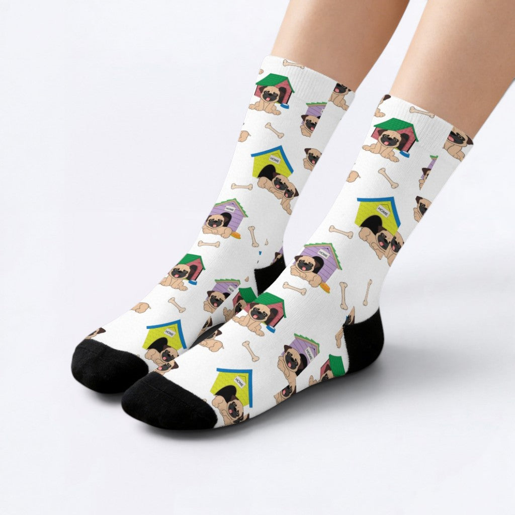 Olive  - Funny Pug Socks | Unisex Crew Socks
