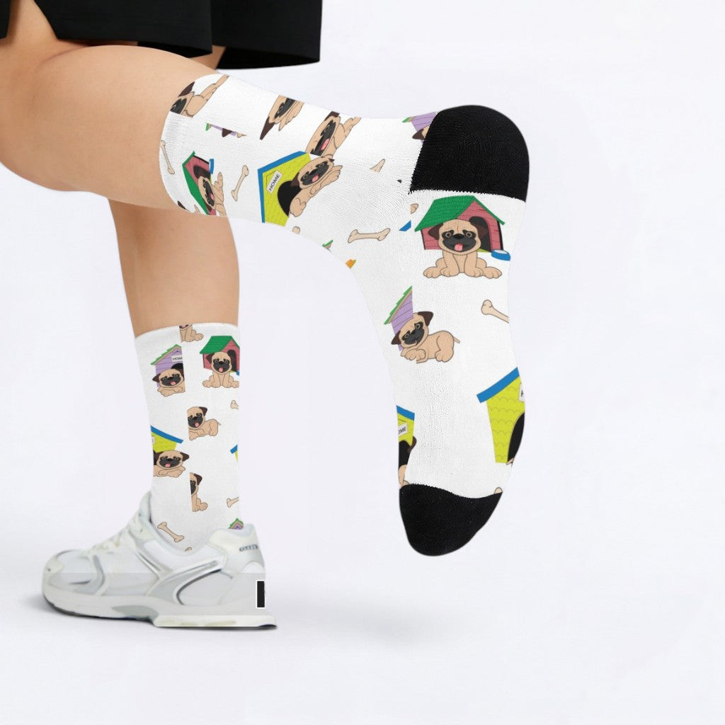 Olive  - Funny Pug Socks | Unisex Crew Socks