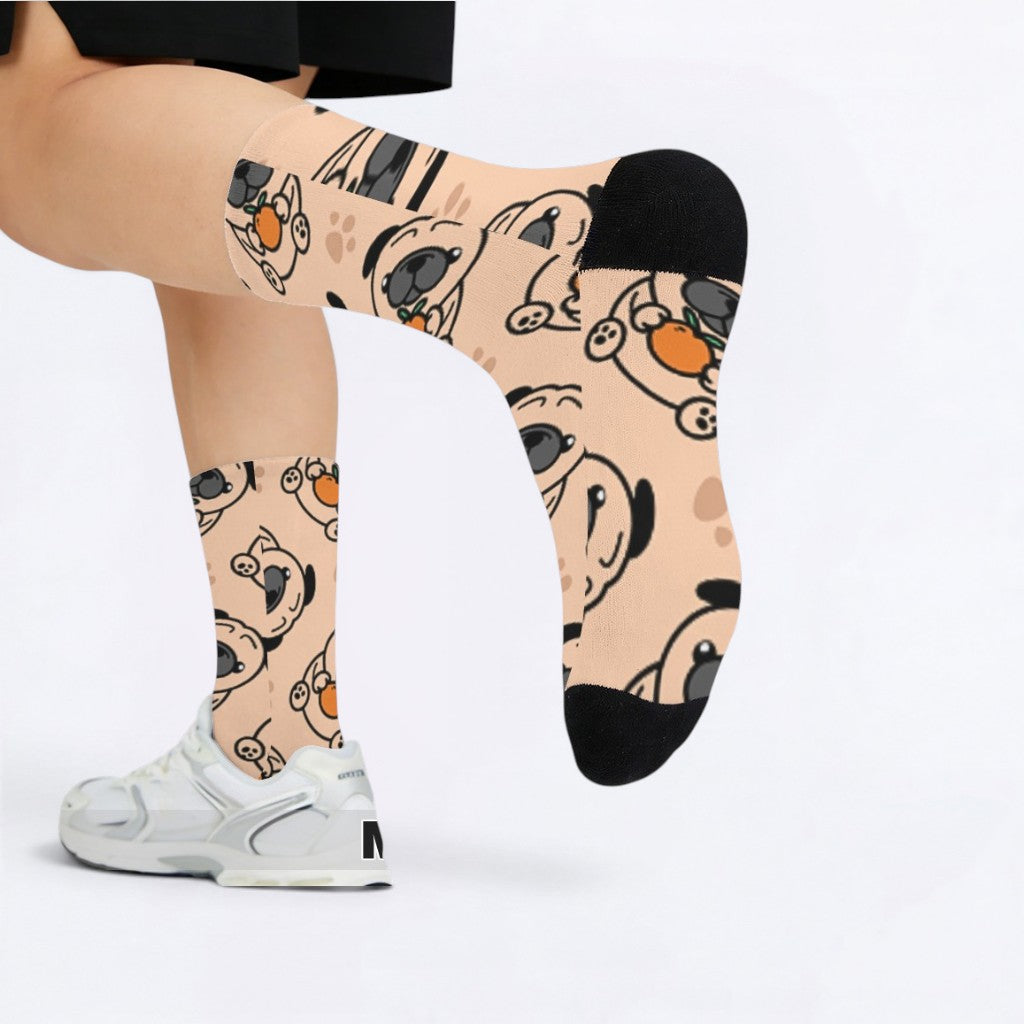 Millie - Funny Pug Socks | Unisex Crew Socks