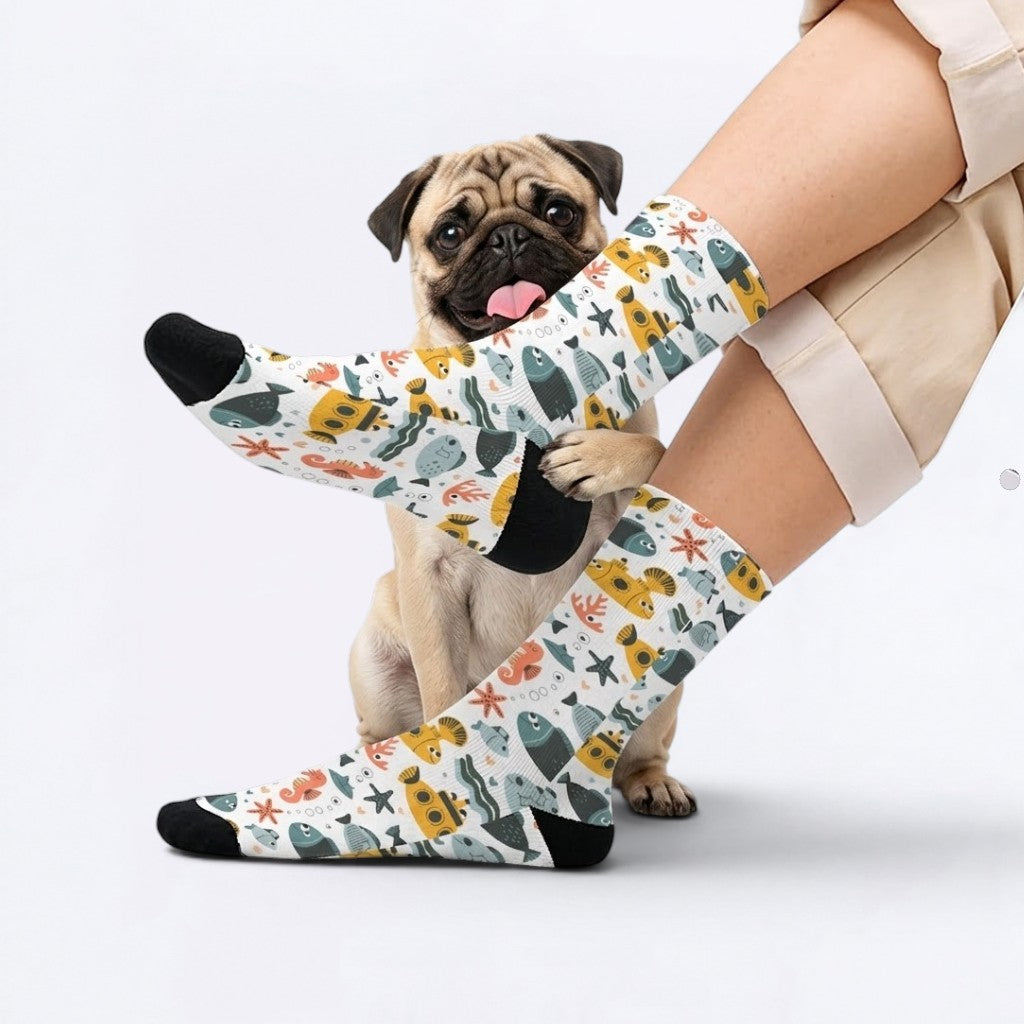 Rocky - Funny Pug Socks | Unisex Crew Socks