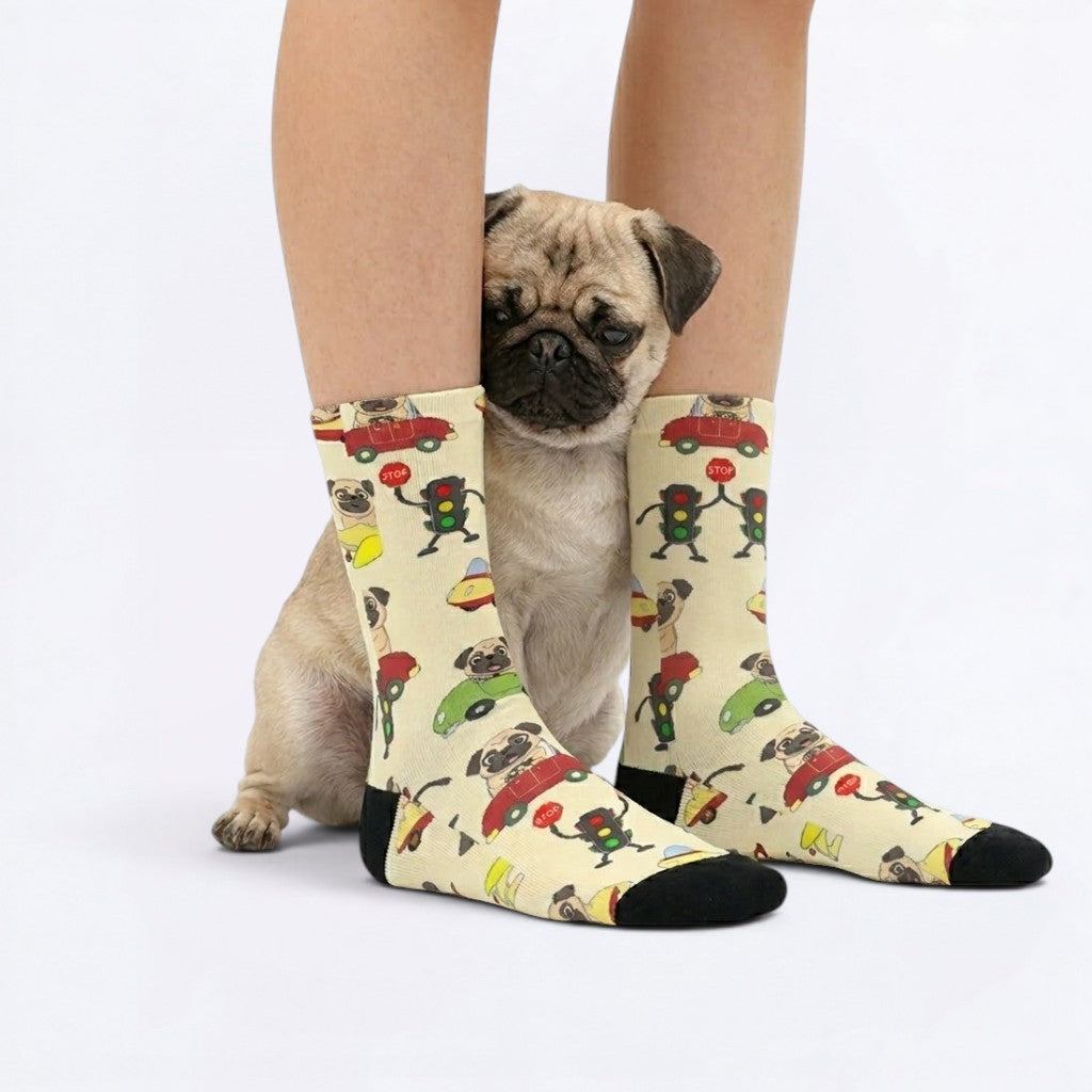 Bruno - Funny Pug Socks | Unisex Crew Socks