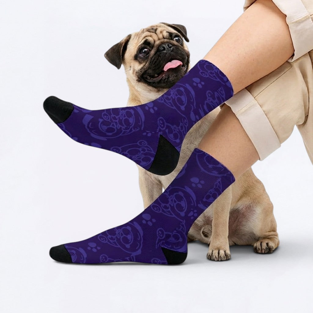 Zoey - Funny Pug Socks | Unisex Crew Socks