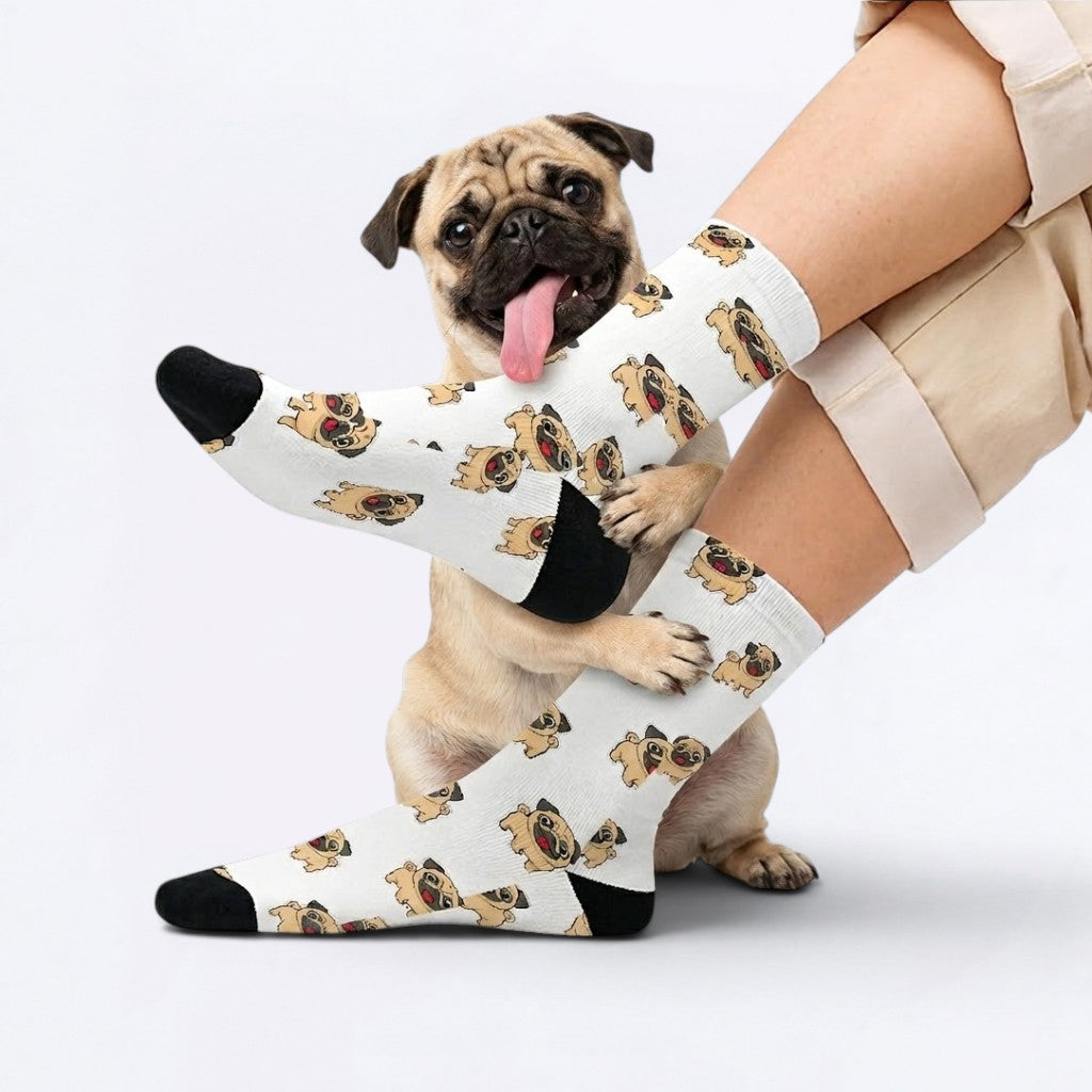 Chester - Funny Pug Socks | Unisex Crew Socks