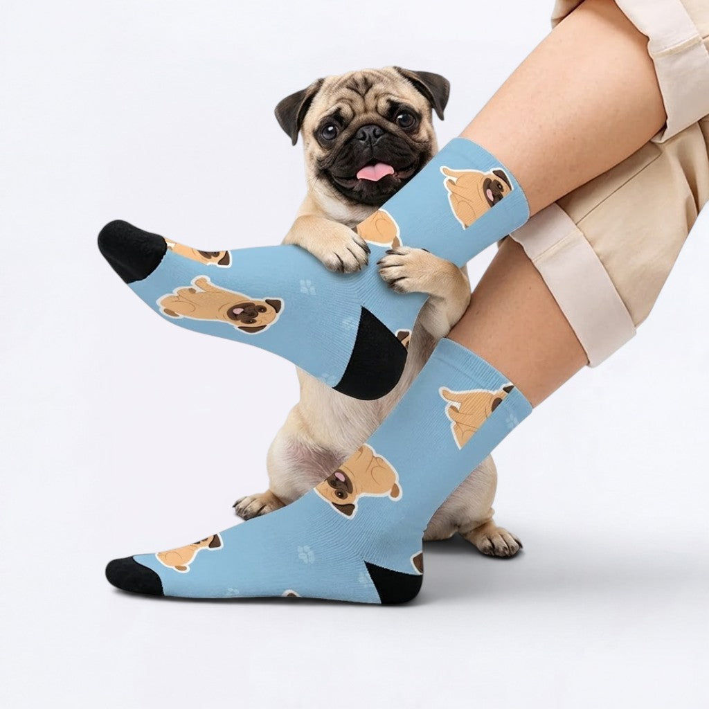 Harle  - Funny Pug Socks | Unisex Crew Socks