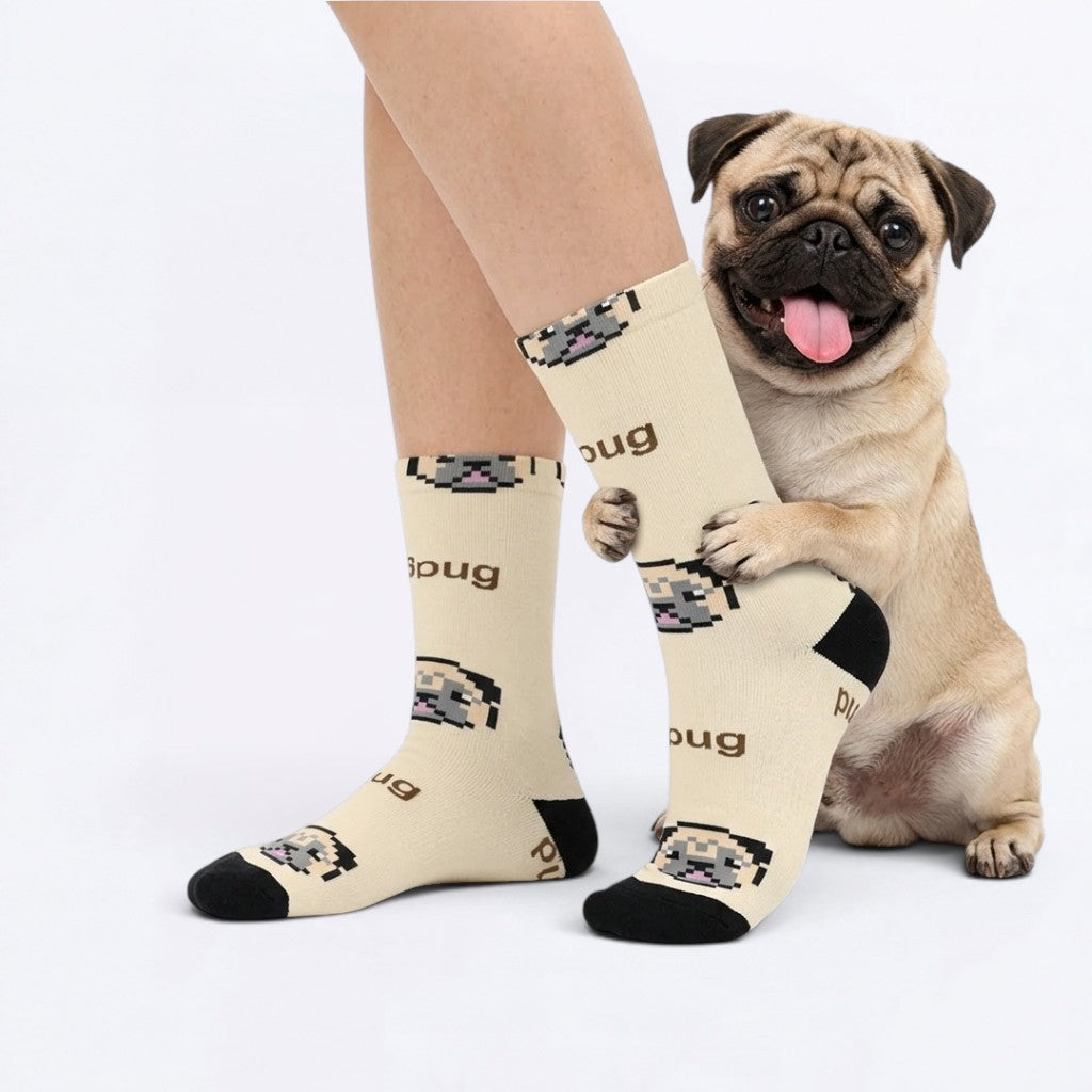 Luna  - Funny Pug Socks | Unisex Crew Socks