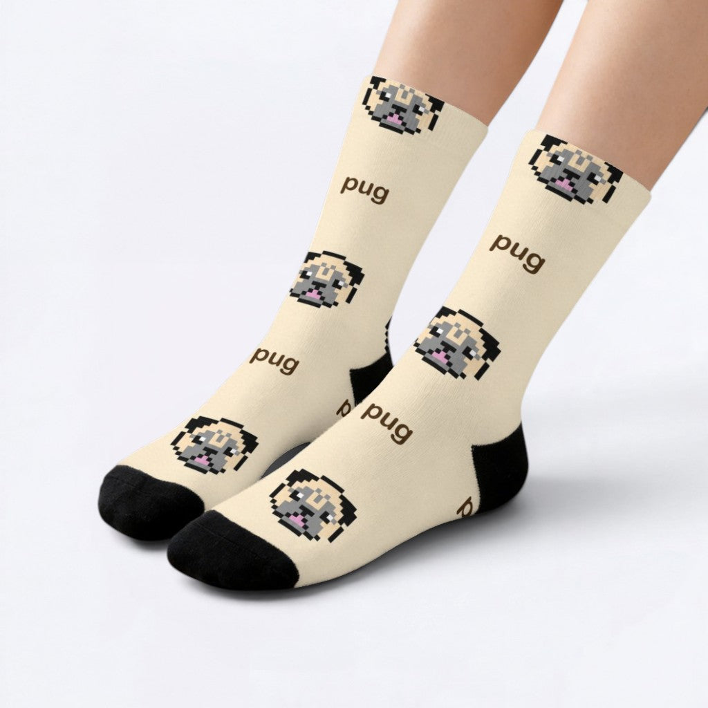 Luna  - Funny Pug Socks | Unisex Crew Socks