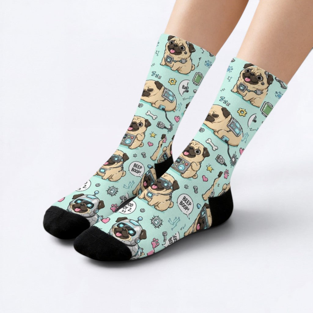 Freya  Funny Pug Socks | Unisex Crew Socks