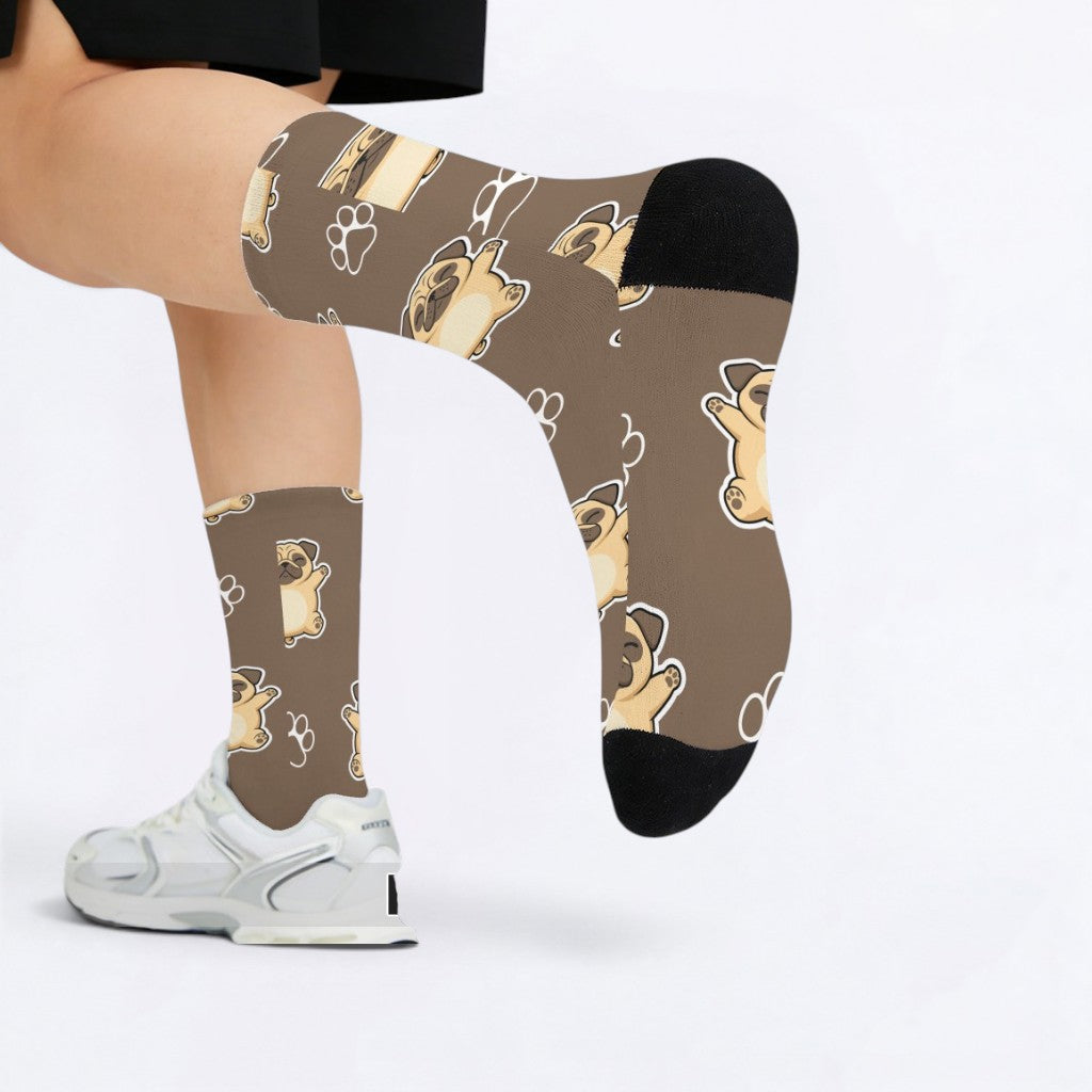 Boonie - Funny Pug Socks | Unisex Crew Socks