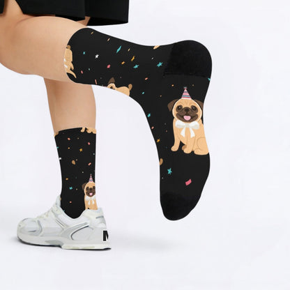 Teddy  - Funny Pug Socks | Unisex Crew Socks