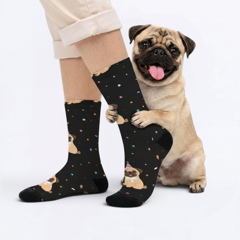 Teddy  - Funny Pug Socks | Unisex Crew Socks