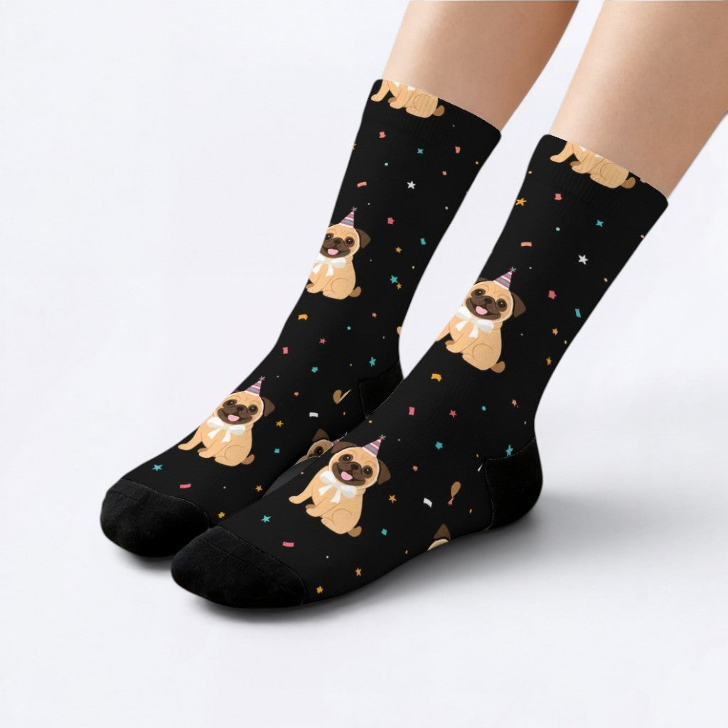 Teddy  - Funny Pug Socks | Unisex Crew Socks